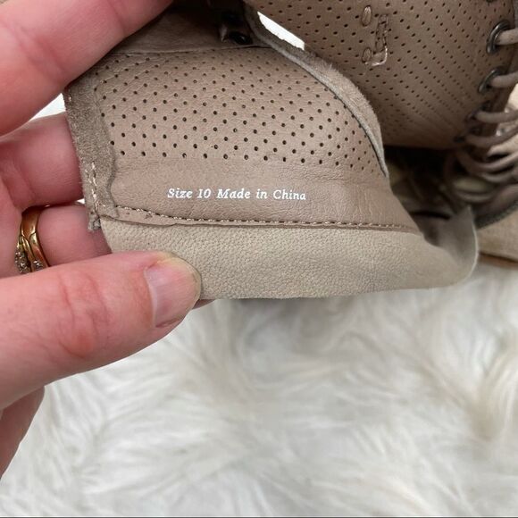 Dolce Vita Lira Lace-Up Laser Cut Peep Toe Suede Leather Ankle Booties - Picture 11 of 11